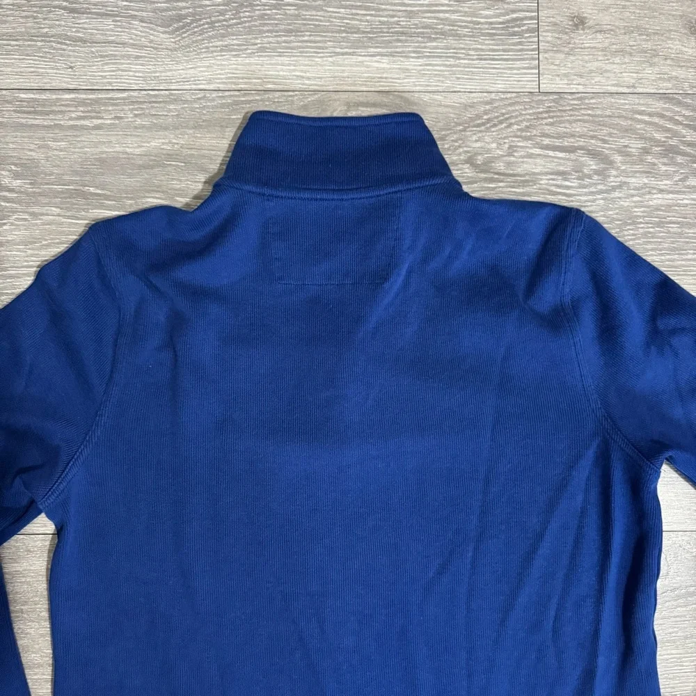Banana Republic Men Blue Elegant High‎ Neck 1/4-Zip Pullover with Gray Accents L
